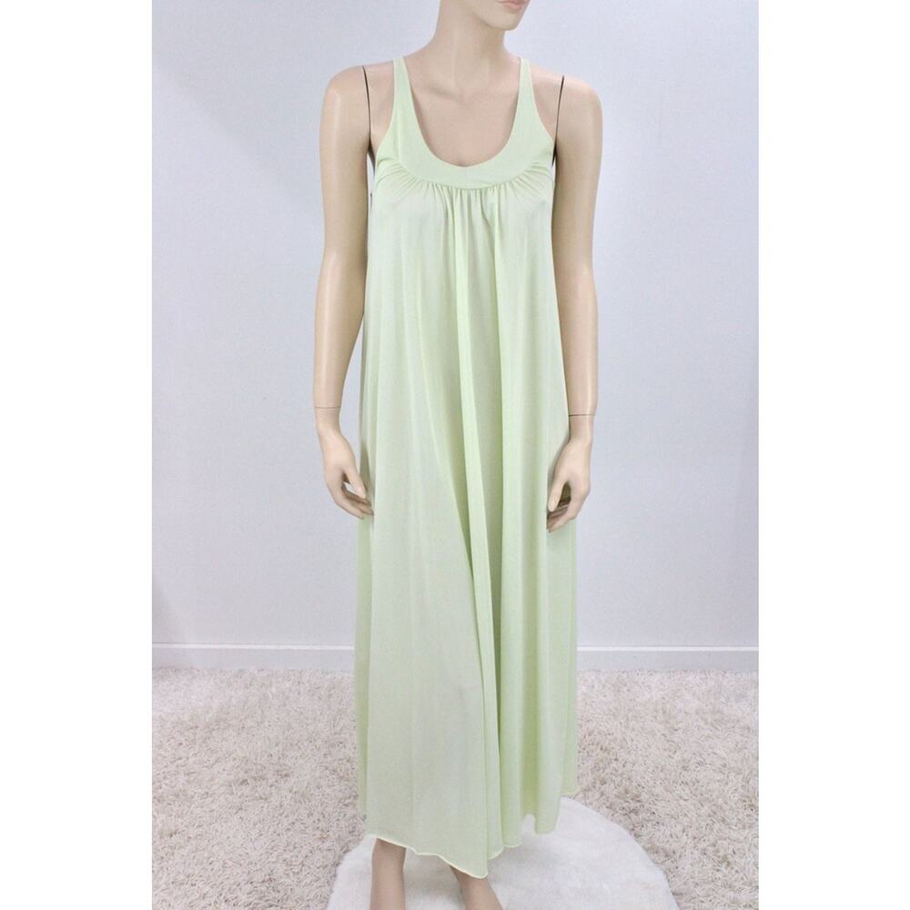 Vintage Snowdon Long Nightgown Small Light Green Nylon USA Union Label